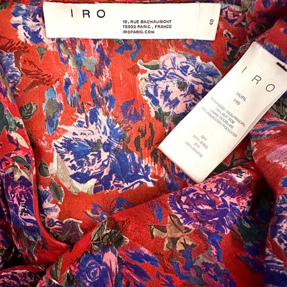 $398 IRO PARIS 100% Silk Red Purple Floral Print Blouse Top – Size EU 40/ USA 8 - Picture 12 of 14